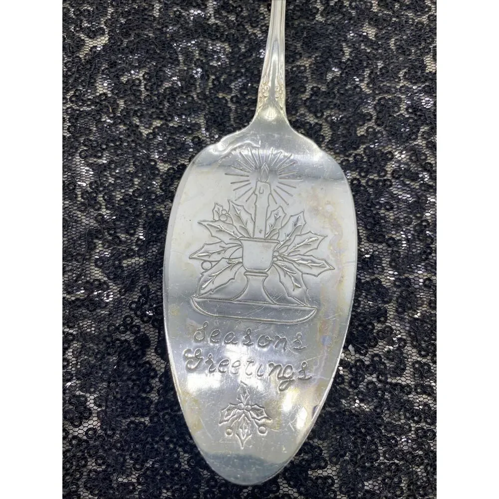 Oneida Silversmiths Cake/Pie Server Seasons Greetings Christmas 8.5”